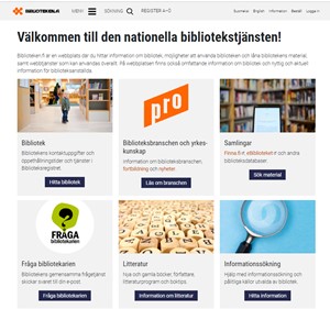 Skärmdump av Biblioteken.fi:s ingångssida